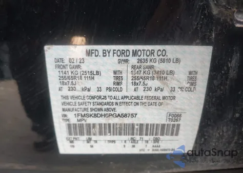 2023 Ford Explorer Xlt z USA, uszkodzony, nr VIN 1FMSK8DH6PGA58757